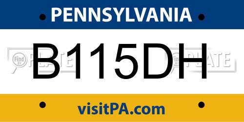 B115DH Pennsylvania License Plate
