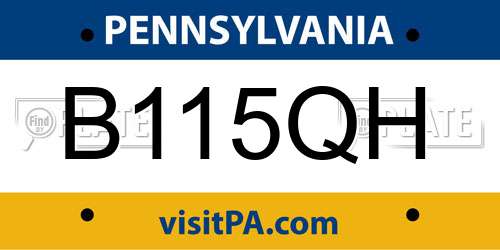 B115QH Pennsylvania License Plate