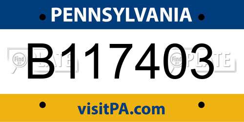 B117403 Pennsylvania License Plate