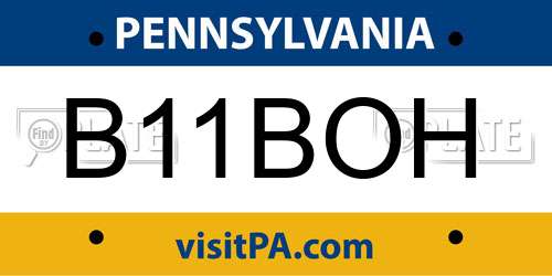 B11BOH Pennsylvania License Plate