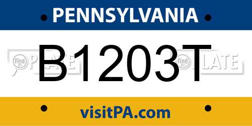 B1203T Pennsylvania License Plate