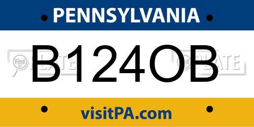 B124OB Pennsylvania License Plate