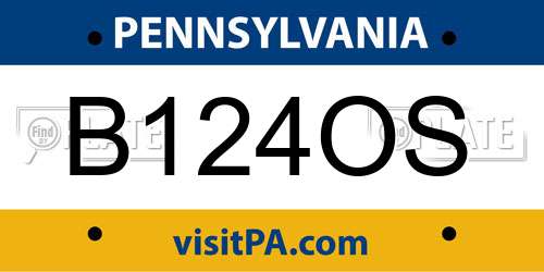 B124OS Pennsylvania License Plate