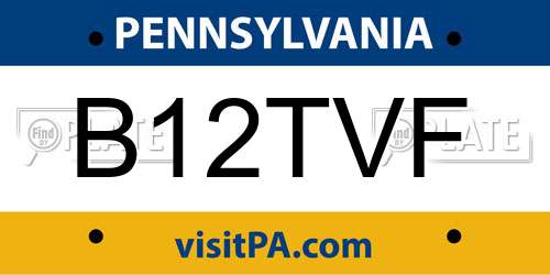 B12TVF Pennsylvania License Plate