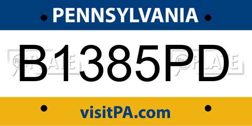 B1385PD Pennsylvania License Plate