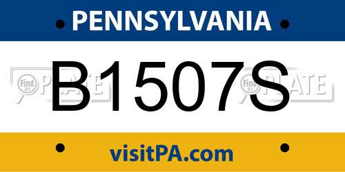 B1507S Pennsylvania License Plate