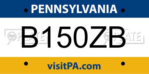 B150ZB Pennsylvania License Plate
