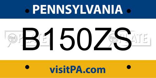 B150ZS Pennsylvania License Plate