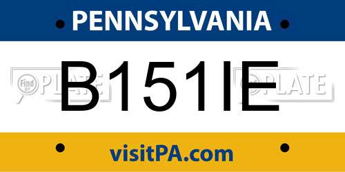 B151IE Pennsylvania License Plate