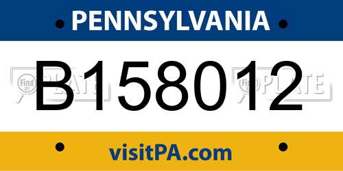 B158012 Pennsylvania License Plate