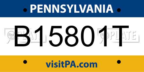 B15801T Pennsylvania License Plate