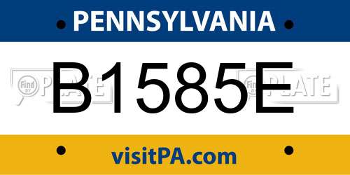 B1585E Pennsylvania License Plate