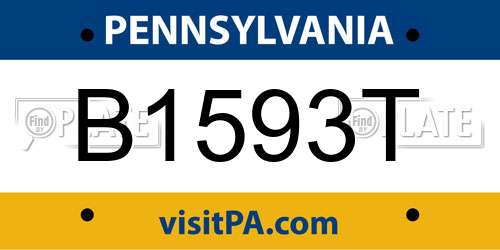 B1593T Pennsylvania License Plate
