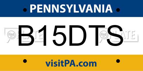 B15DTS Pennsylvania License Plate