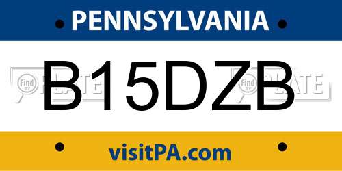 B15DZB Pennsylvania License Plate