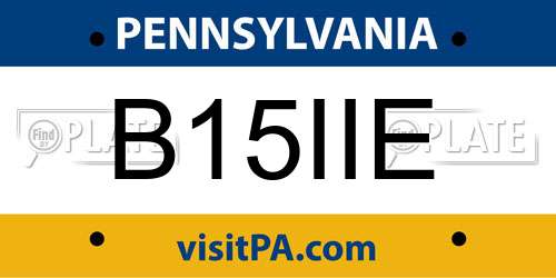 B15IIE Pennsylvania License Plate
