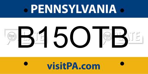 B15OTB Pennsylvania License Plate