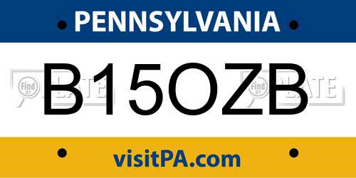 B15OZB Pennsylvania License Plate