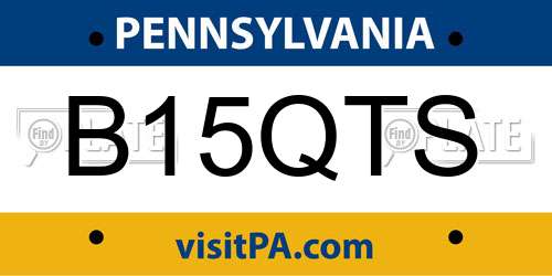 B15QTS Pennsylvania License Plate