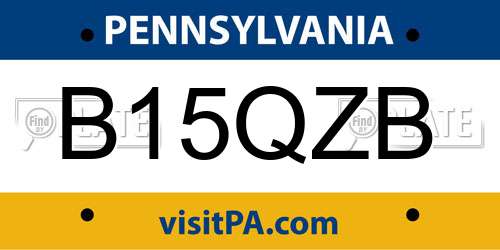 B15QZB Pennsylvania License Plate