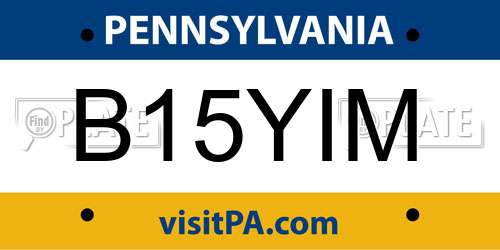 B15YIM Pennsylvania License Plate