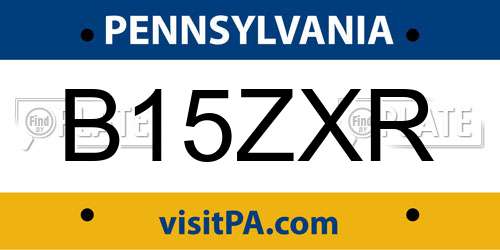 B15ZXR Pennsylvania License Plate
