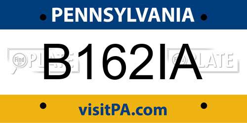 B162IA Pennsylvania License Plate