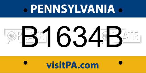 B1634B Pennsylvania License Plate