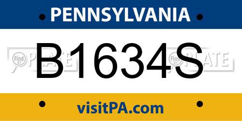 B1634S Pennsylvania License Plate