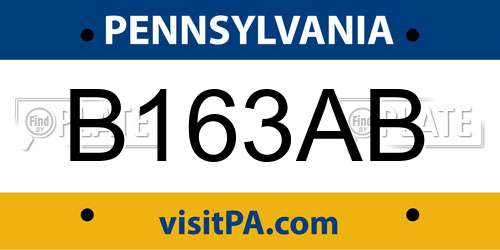 B163AB Pennsylvania License Plate