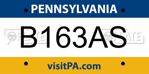 B163AS Pennsylvania License Plate