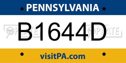 B1644D Pennsylvania License Plate