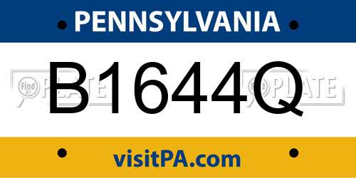 B1644Q Pennsylvania License Plate