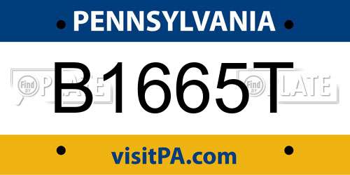 B1665T Pennsylvania License Plate