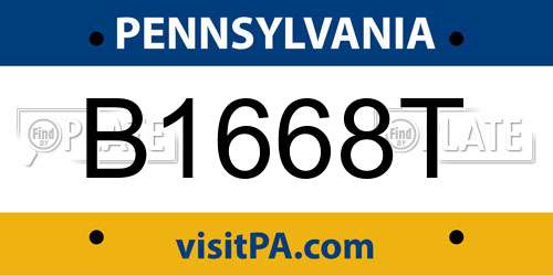 B1668T Pennsylvania License Plate