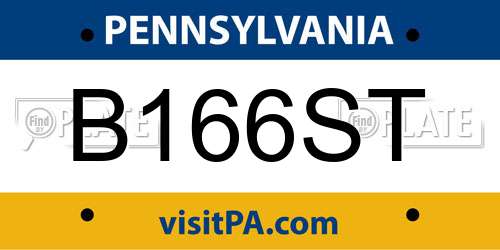 B166ST Pennsylvania License Plate