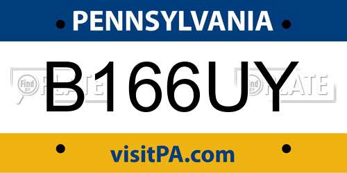 B166UY Pennsylvania License Plate