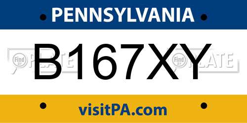 B167XY Pennsylvania License Plate