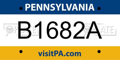 B1682A Pennsylvania License Plate