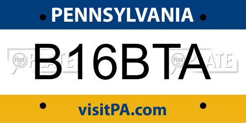 B16BTA Pennsylvania License Plate