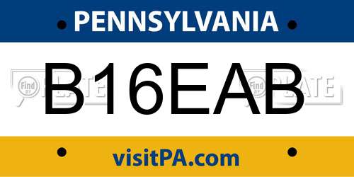 B16EAB Pennsylvania License Plate