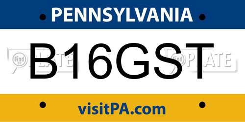 B16GST Pennsylvania License Plate