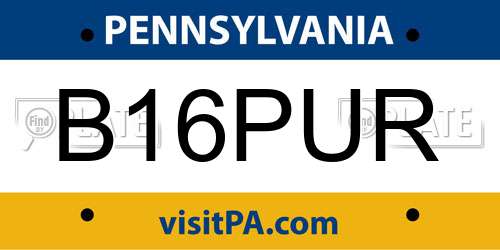 B16PUR Pennsylvania License Plate
