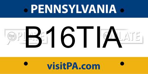 B16TIA Pennsylvania License Plate