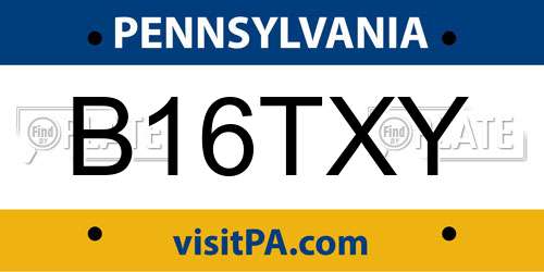 B16TXY Pennsylvania License Plate