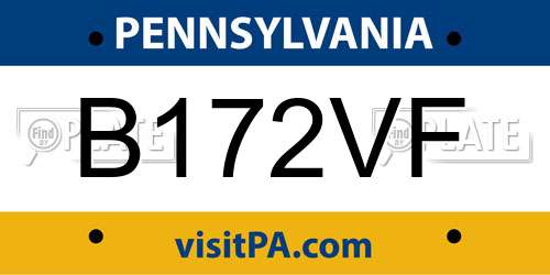 B172VF Pennsylvania License Plate