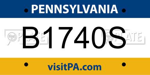 B1740S Pennsylvania License Plate