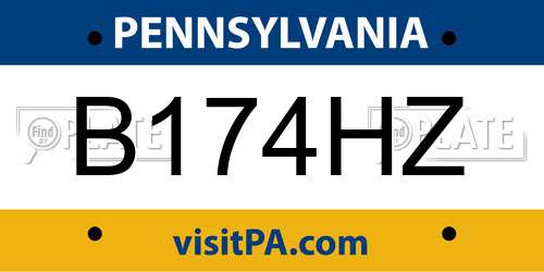 B174HZ Pennsylvania License Plate