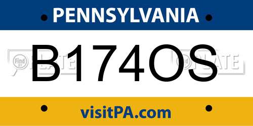 B174OS Pennsylvania License Plate