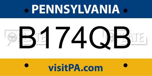 B174QB Pennsylvania License Plate